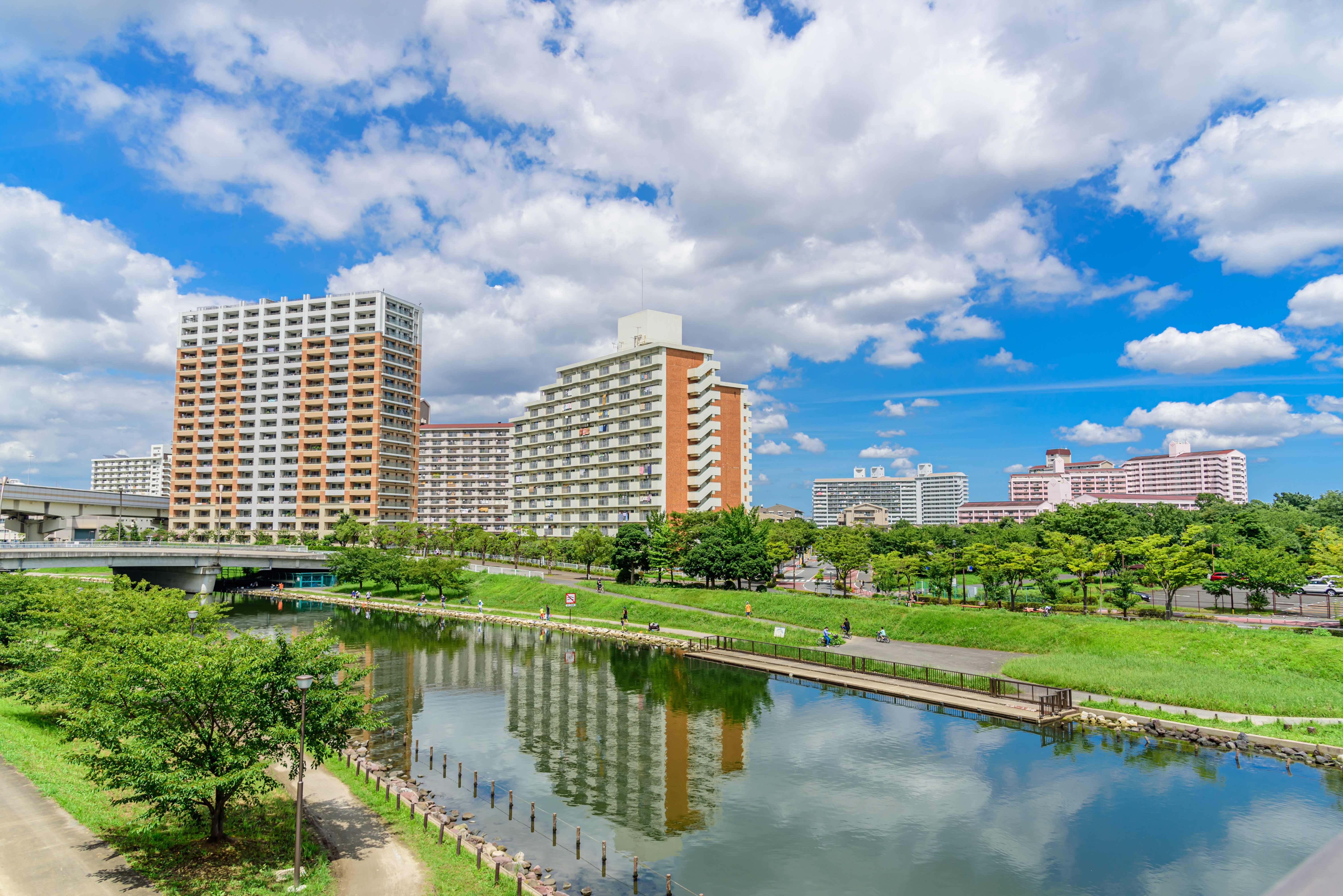 Riverside condominium buildings
